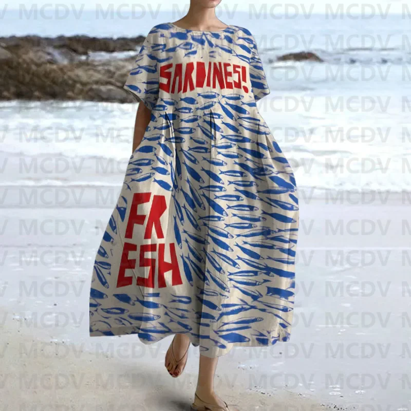 Vintage Fashion Women Dresses - Japanese Vintage Fish Art Print Women's