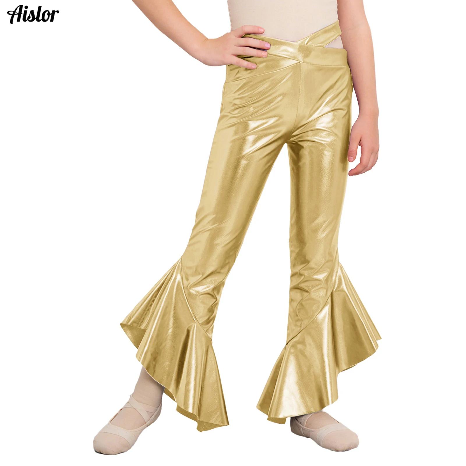 Kids Girls Shiny Metallic Flar - đánh giá và giá Wide Leg Trouser 70S