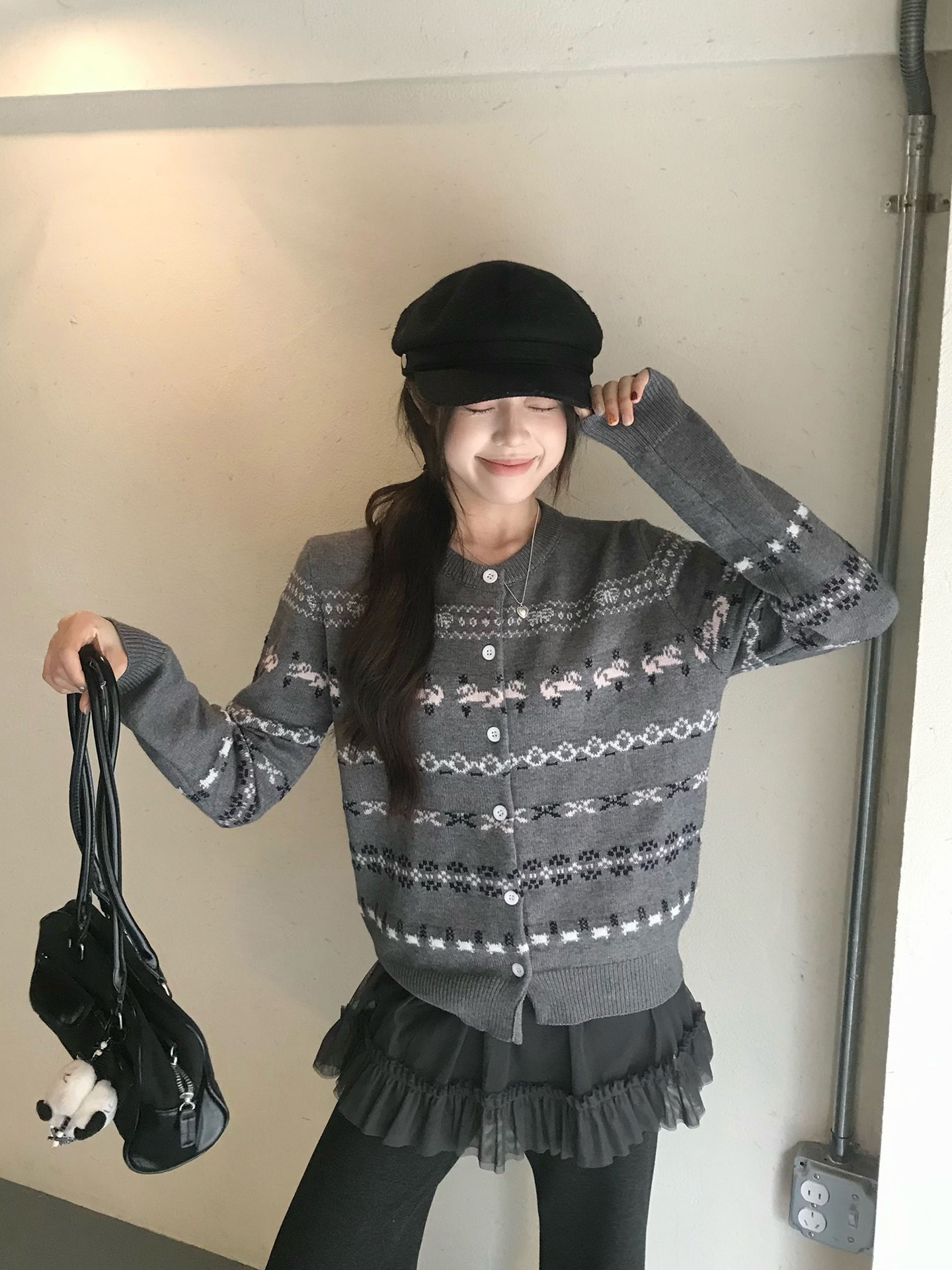 Gray Vintage Fair Isle Knitted - đánh giá và giá Vintage Fashion Faire