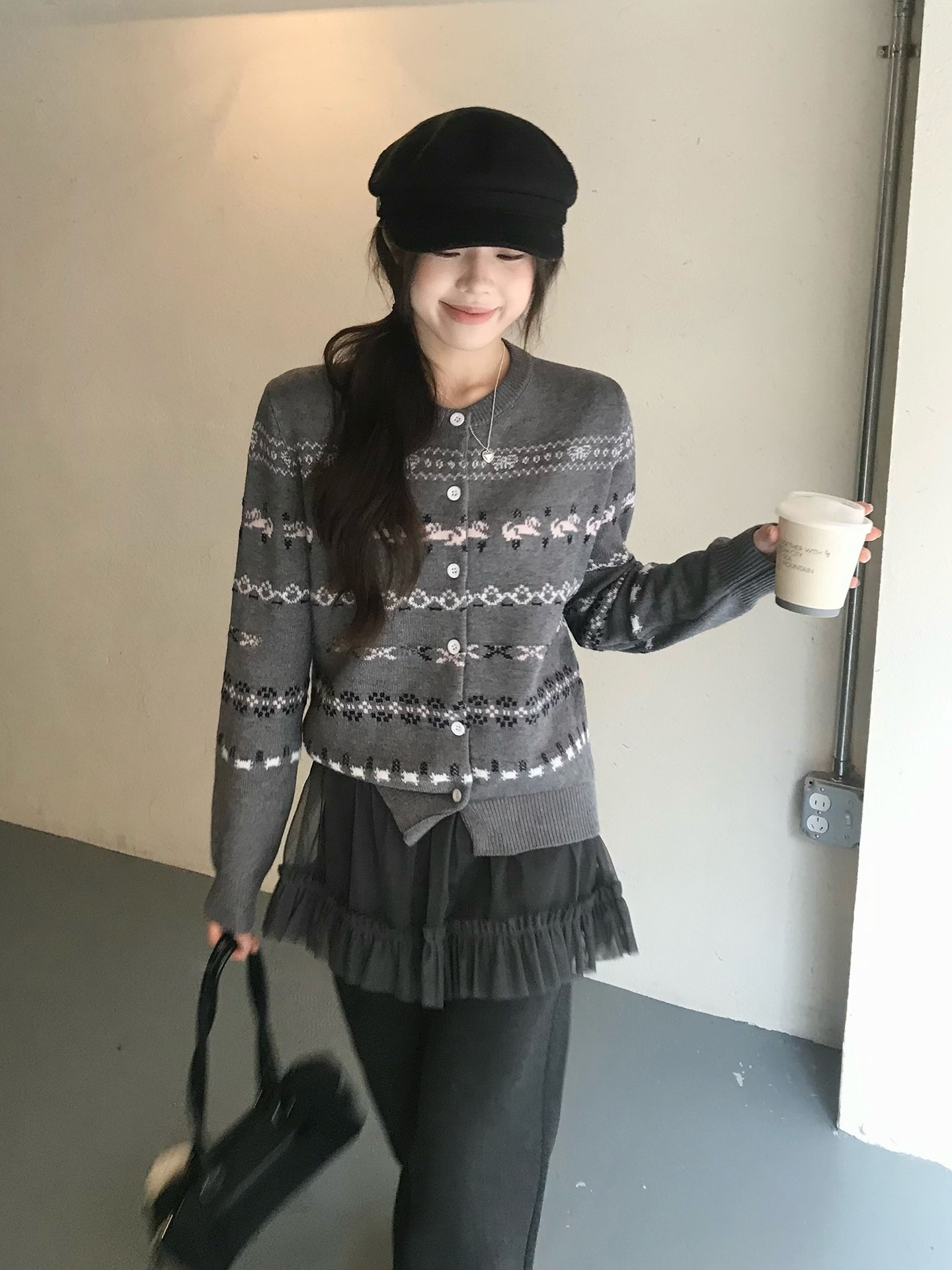 Gray Vintage Fair Isle Knitted - đánh giá và giá Vintage Fashion Faire