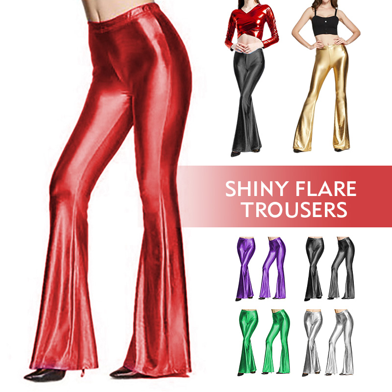 Women Shiny Flare Trousers Las - đánh giá và giá Wide Leg Trouser 70S