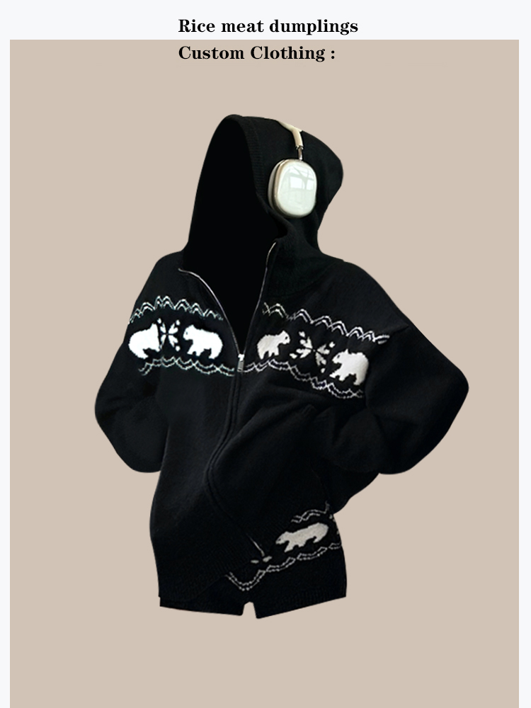 Black Fair Isle Hoodie Women's - đánh giá và giá Vintage Fashion Faire