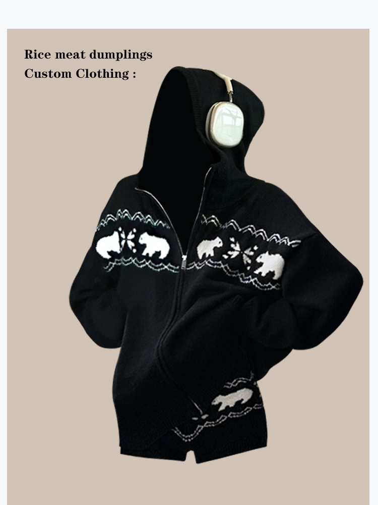Black Fair Isle Hoodie Women's - đánh giá và giá Vintage Fashion Faire