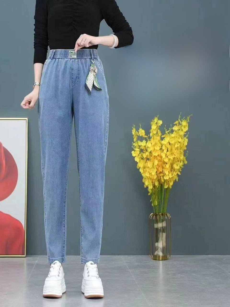 High Waist Straight Leg Ice Si - đánh giá và giá Mom Jean High Rise