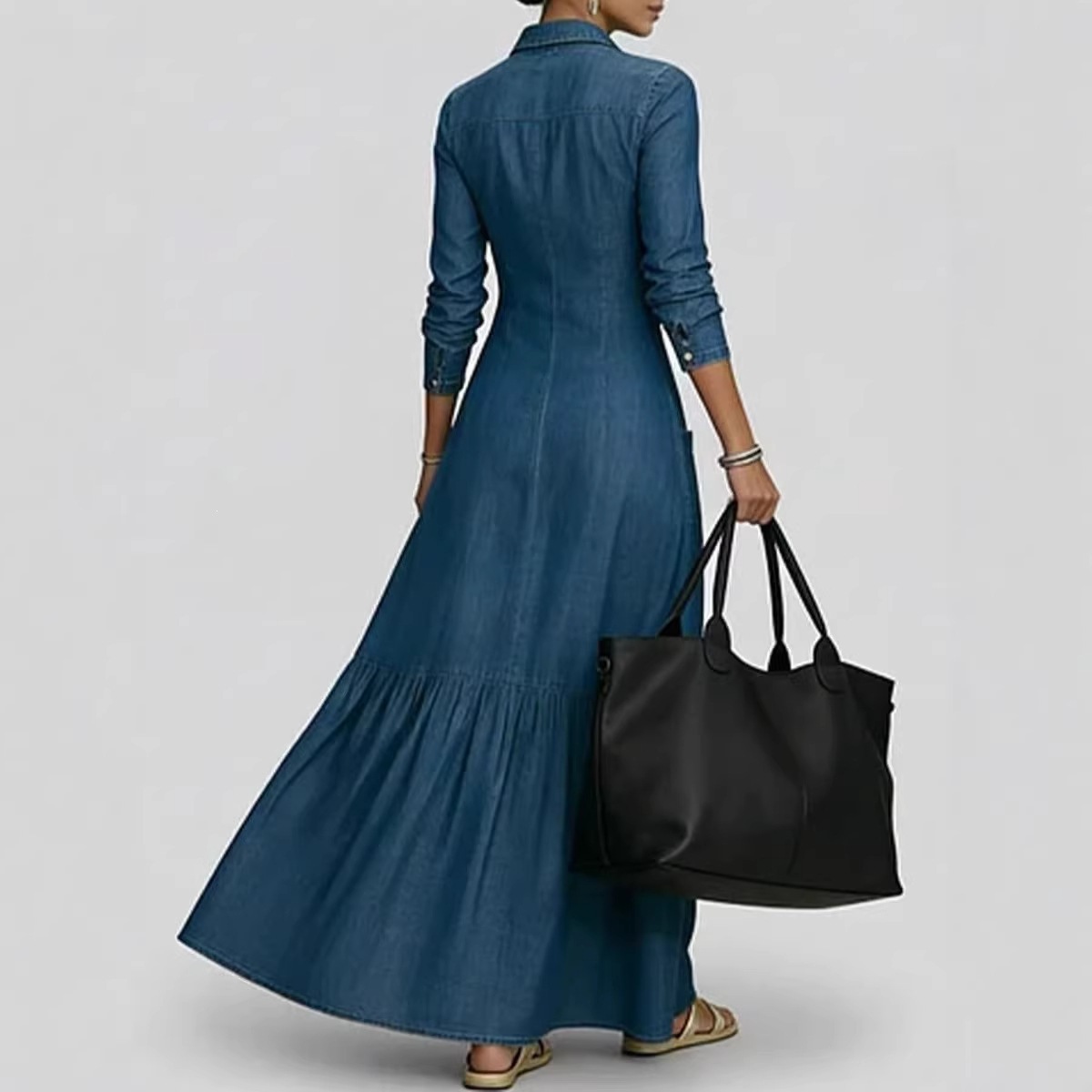 New Fashion Long Sleeve Turn-d - đánh giá và giá Vintage Fashion Women Dresses