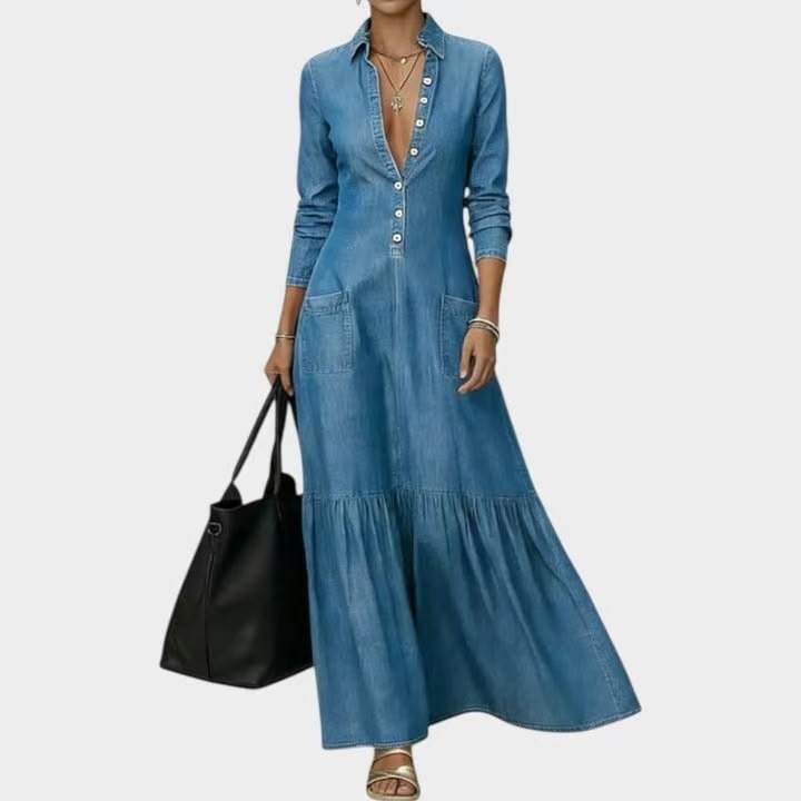 New Fashion Long Sleeve Turn-d - đánh giá và giá Vintage Fashion Women Dresses