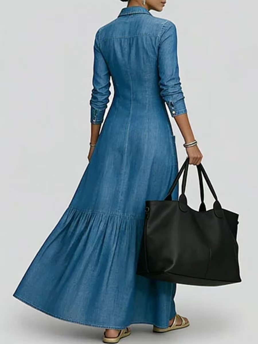 New Fashion Long Sleeve Turn-d - đánh giá và giá Vintage Fashion Women Dresses
