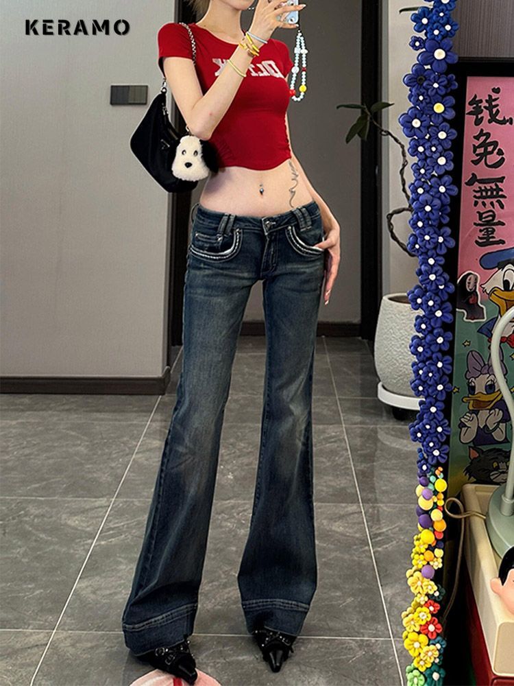 Streetwear y2k Flare Jeans Dis - đánh giá và giá Mom Jean High Rise