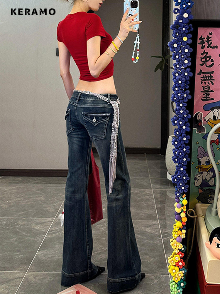 Streetwear y2k Flare Jeans Dis - đánh giá và giá Mom Jean High Rise