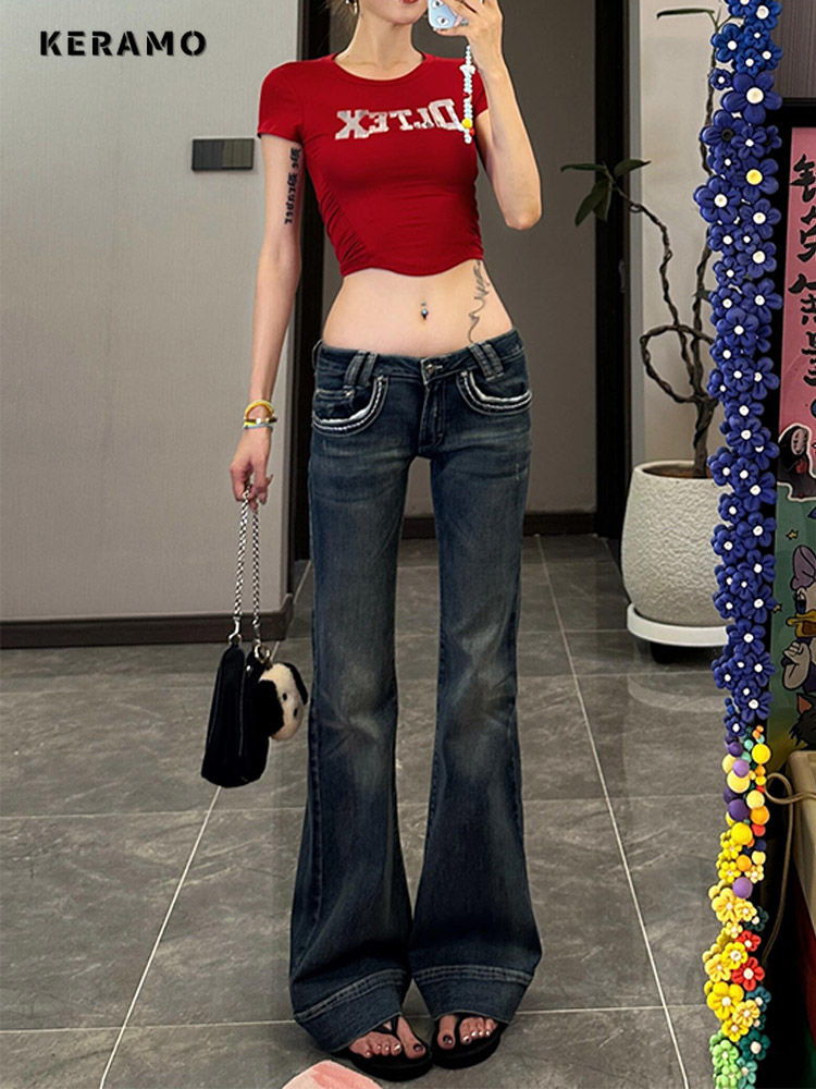 Streetwear y2k Flare Jeans Dis - đánh giá và giá Mom Jean High Rise